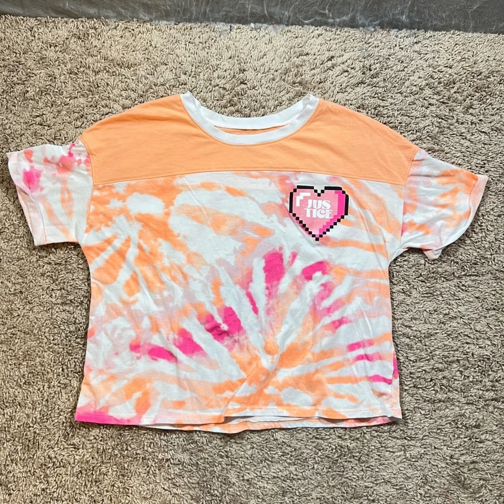 1221 | Justice Plus Tie Dye Graphic Tops Pants 5pc Bundle Orange Pink XL 16/18